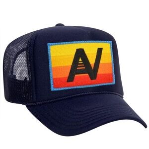 Aviator Nation classic Navy Trucker Hat with rainbow Colorful Patch